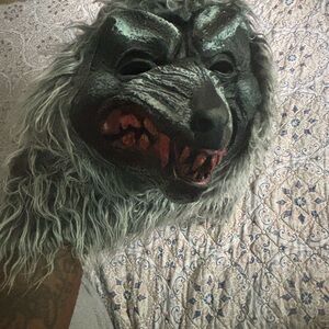 Gray and Black wolf Costume Mask and suit